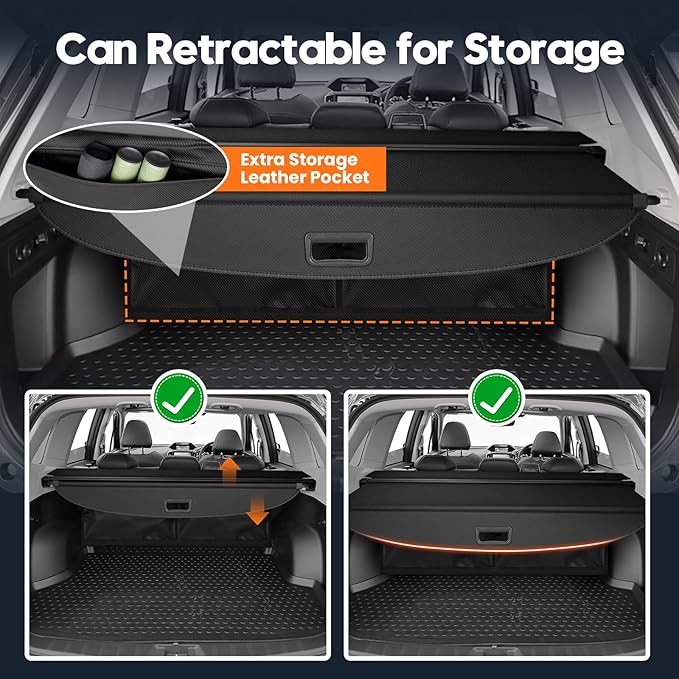 Powerty Cargo Cover for 2018-2024 Chevy Equinox/GMC Terrain Accessories, Trunk Cover Retractable Trunk Shielding Shade Cargo Luggage Cover for 2018-2024 Chevy Equinox/GMC Terrain