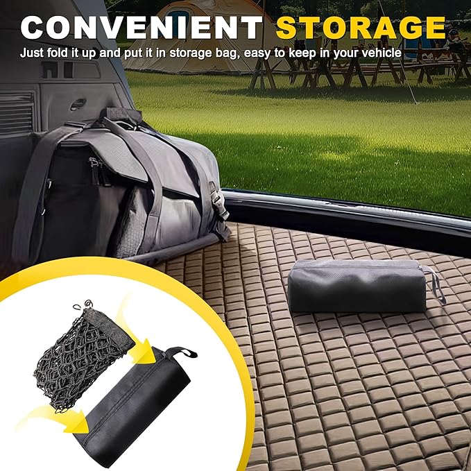 BUMBEE Heavy Duty Mesh Cargo Net 3 Pocket Trunk Bed Storage for 2005-2024 Toyota Tacoma Car, SUV, Pickup Truck Bed with Metal Carabiners Storage Bag(46x14x17Inch)