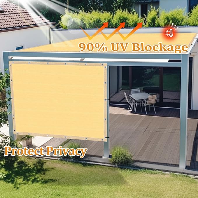 Shade&Beyond Customized Size 7' X 9' Shade Cloth with Grommets, 90% UV Protection UV Protection Mesh Tarp Sun Screens for Patio GN04, Sand