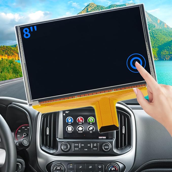 TsuperU LCD Touch Screen Replacement DJ080PA-01A Digitizer Screen Radio Fit 2014-2018 Chevy Silverado Tahoe Chevy Colorado OEM Navigation, Fit GMC Sierra Yukon Trucks SUV Mylink 8-inch Touchscreen