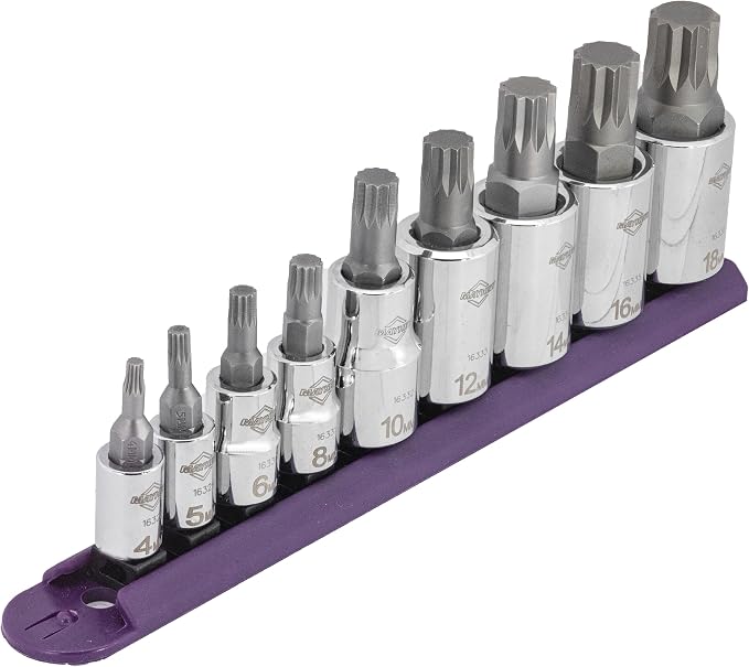 Mayhew Tools 16024 Triple Square Socket Bit Set, Chrome Plated, 9-Piece