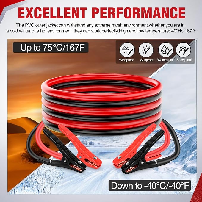 Nilight Jumper Cables for Car Battery 10 Gauge 12 FT Booster Cable Heavy Duty 200 A CCA with Carrying Bag Jump Start Emergency Kit Pickup Vans SUV Sedan Motorcycle
