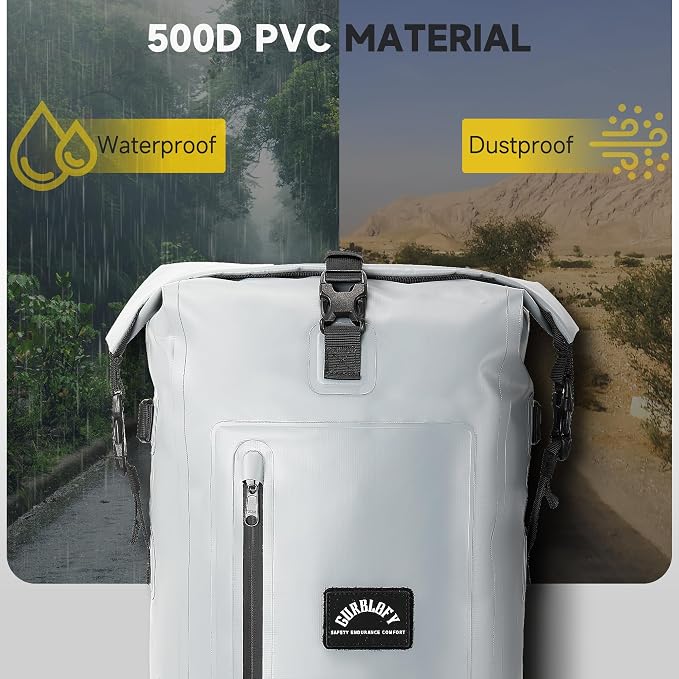Motorcycle Tail Bag, 15L Waterproof Motorcycle Saddle Bag | 2 Size and 3 Color Options Luggage Bag, PVC Travel Bag, Rear Seat Bag, Stone Grey GT-15GRY