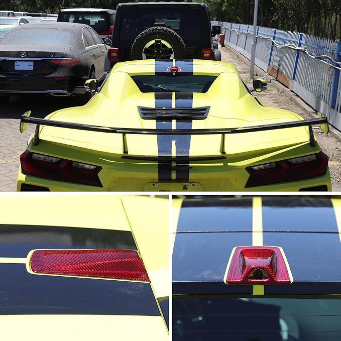 Roof Top Backup Cameras Cover Trim Compatible with C8 Corvette Convertible Z06 Z51 2020-2023 Real Carbon Fiber 1PCS Reversing Camera Protection Cover Trim Accessories (Red Carbon)
