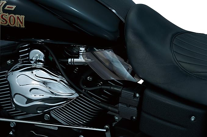 Kuryakyn 1317 Motorcycle Accessory: Heat Deflector Saddle Shields for 1999-2017 Harley-Davidson Dyna Motorcycles, Reflective Smoke, 1 Pair