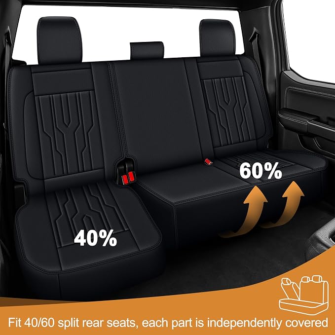 Seat Covers Fit for Toyota Tacoma 2024 2025 2026,Waterproof Faux Leather Truck Seat Covers Full Set Double & Crew Cab Protectors(5 Seats,Black)