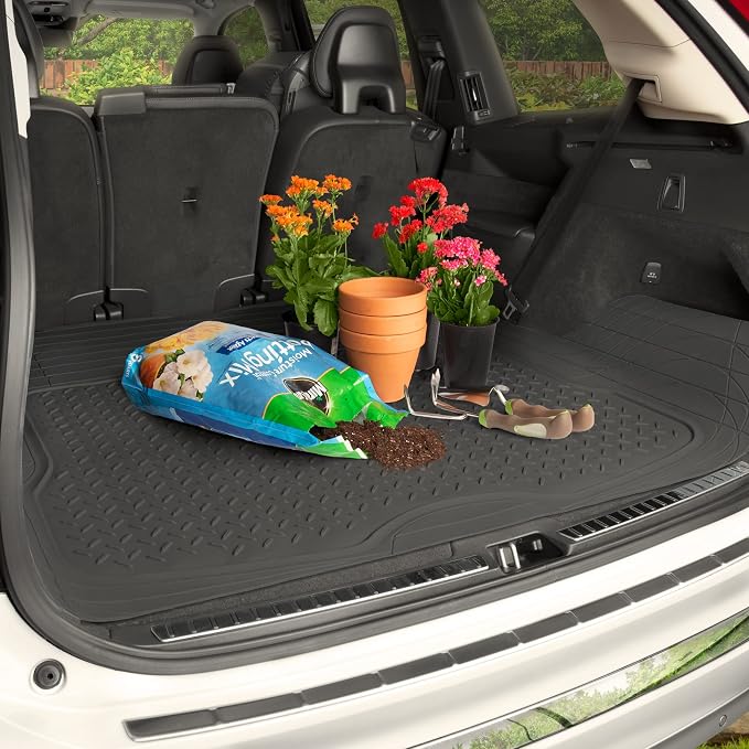 Motor Trend Performance Plus 5-Piece Set Rubber Front & Rear Car Floor Mats and Cargo Trunk Liner, SUVs Trucks All-Weather Heavy Duty Pre-Trimmed Custom Trim-to-Fit Deep Dish Full Protection Non-Slip