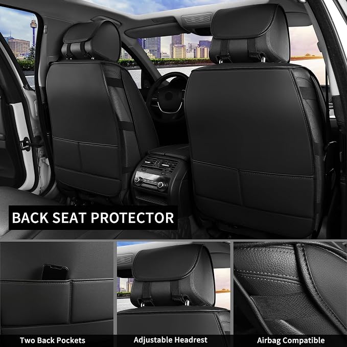 Car Seat Covers 5 Seats Full Set, Waterproof Napa Leather Automotive Seat Protector for Cars SUV Truck Sedan, Universal Anti-Slip Car Seat Cushion Interior Accessories, Black and Red