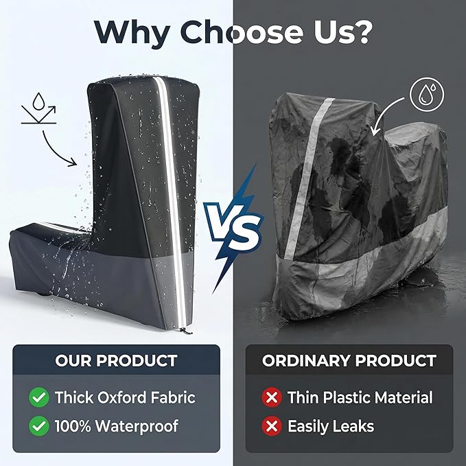 Durable Electric Scooter Cover Waterproof Outdoor Model, Fits 300W to 2000W Scooters Universal Weatherproof Dustproof Storage Cover with Drawstring (Black & Gray, Dimensions: 54“L x 28”W x 52"H)