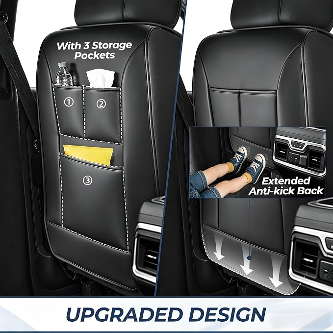 Seat Covers for Ford F150 2009-2025 2026 - F250/F350/F450 2017-2025 2026: 5 Seat Full Set Faux Leather Truck Seat Covers Car Cushion (Black)