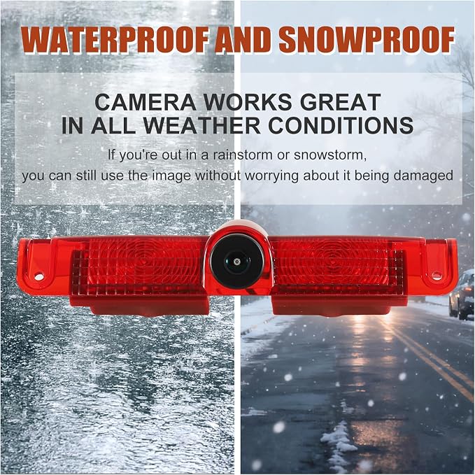 Third Brake Light Rear View Reverse Backup Camera Compatible with Chevy Express 2003-2019, 3rd Brake Light Position Mounted Reversing Lights with Backup Camera