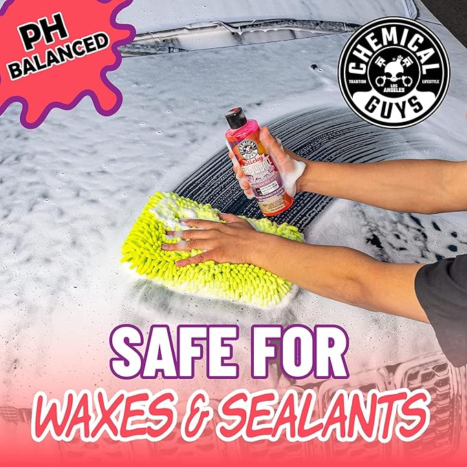 Chemical Guys TORQ Foam Blaster Wash & Wax Kit with Wash Mitt, Sticky Snowball Snow Foam Car Wash Soap, Blazin' Banana Spray Wax, & Chenille Premium Wash Mitt (4 Items, 32 Fl oz)