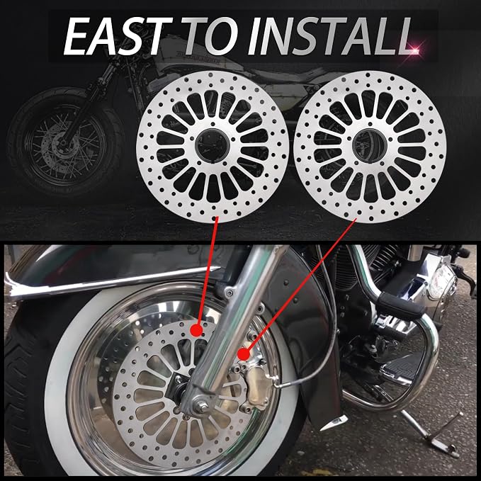 11.5'' Front Brake Rotor Dsic 2PCS Kit Compatible with Harley Sportsters Davidson Softail Dyna Early Super Glide Motorcycle, Update 420 Stainless Steel Rotor Motorcycle Brake Disc