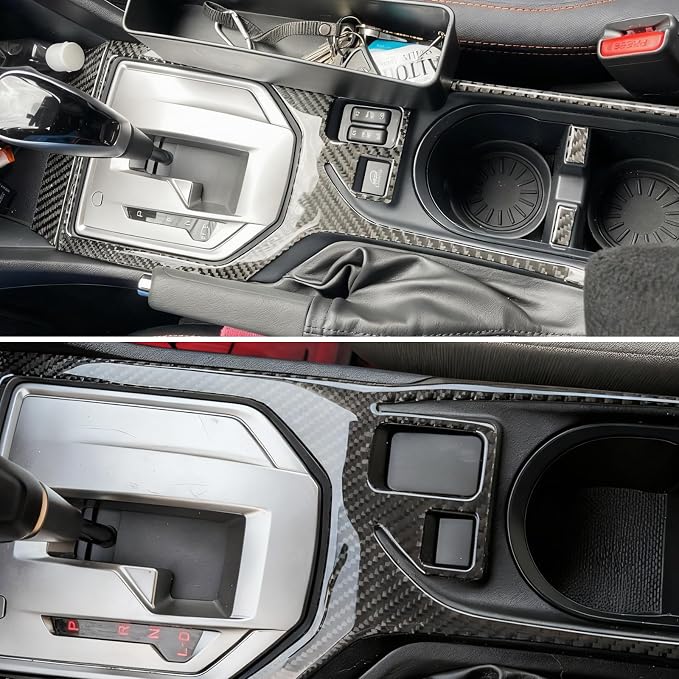 4PCS Real Carbon Fiber Gear Shift Panel Cover Trim Compatible with Subaru Impreza 2017-2023 / Crosstrek 2018-2023, Interior Decor Sticker Accessories