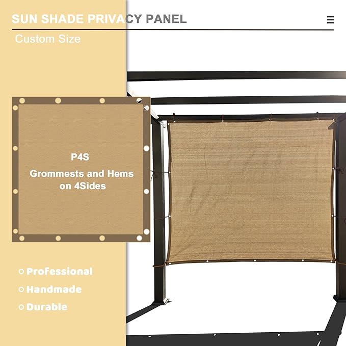 Sun Shade Privacy Panel with Grommets on 4 Sides for Patio, Awning, Window Cover, Pergola or Gazebo (Walnut, 8' x 10')