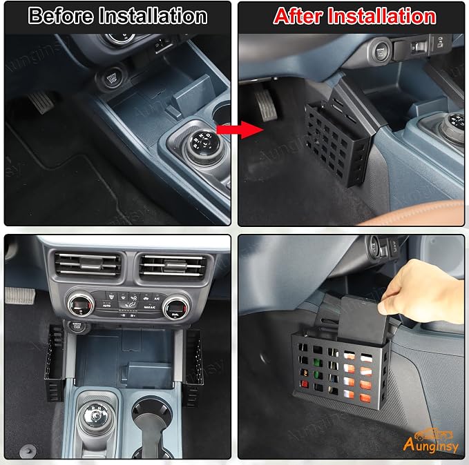Aunginsy Car Center Console Side Gear Shift Storage Box Basket Compatible with Ford Maverick 2022-2025 Car Center Console Organizer Tray Side Gear Shift Armrest Storage Box Basket Interior Accessories