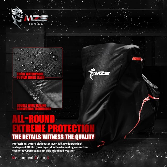 MZS Motorcycle Cover, All Season Weather Outdoor Waterproof Protection + MZS Mid Frame Air Deflector Compatible with Electra Glide | Road Glide | Street Glide | Road King