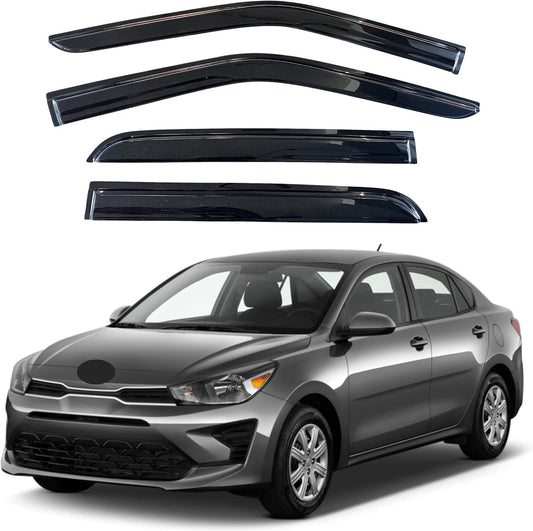 KPY Window Visor Compatible with Kia Rio Sedan 2018-2023, 4PC Rain Guard Side Window Vent Deflectors Tape-On Mugen Style, 2018 2019 2020 2021 2022 2023