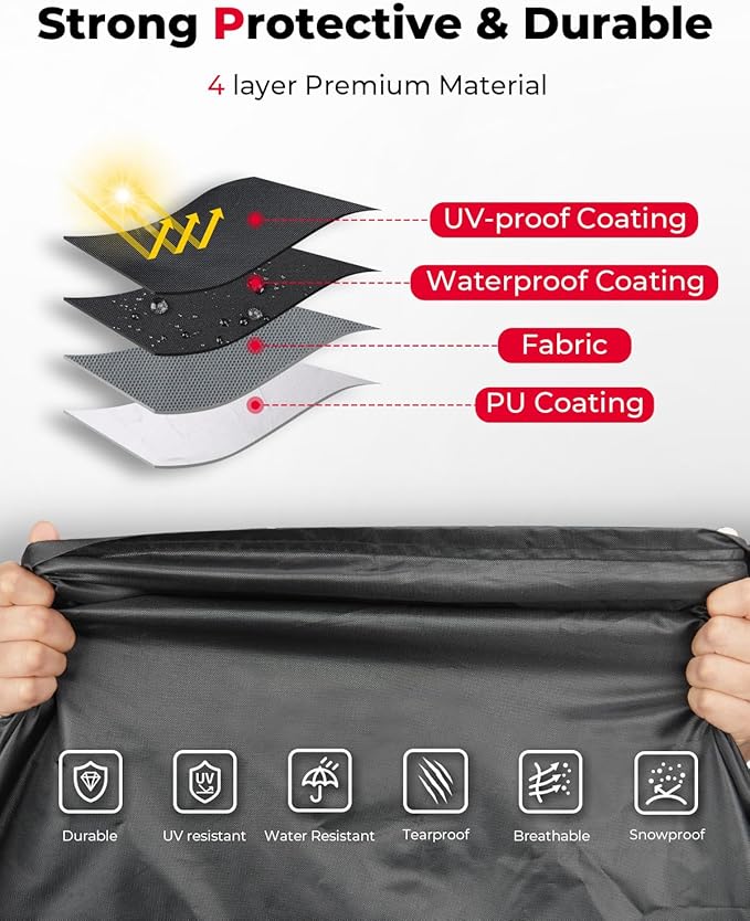 KEMIMOTO Full Cover Compatible with Can-Am Ryker 900/600/Sport/Rally Edition- 210T Polyester w/ 1000mm PU Waterproof Coating /3 Reflective Strips + 2 Windproof Straps, Fits All-Weather