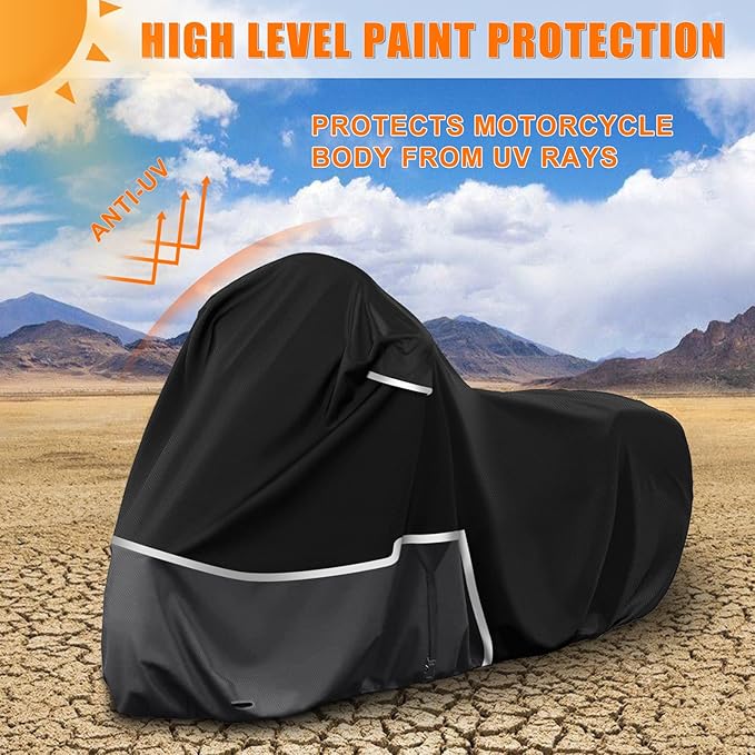 Waterproof Motorcycle Cover Replace for Honda Rebel 300 500 1100 and Shadow 750/ Vtx 1300 /Fury, 420D Oxford Cloth Motorcycle Cover for Snow Rain Dust Protection