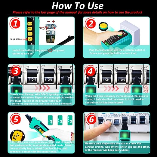 Xin Tester AC Digital Circuit Breaker Tracer with Adaptor Integrated GFCI Outlet Tester, 90-120V NCV Electrical Circuit Finder Tool XT-33A Auto Scan Sensitivity Adjustable Electrician Tool