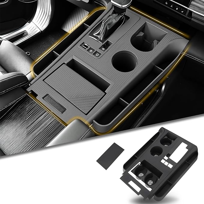 Falafa Center Console Organizer for Toyota Sienna 2021-2026, Odorless Silicone Mid-Row Storage Tray Protective Cover, Non-Slip Anti-Scratch Interior Accessories, Black