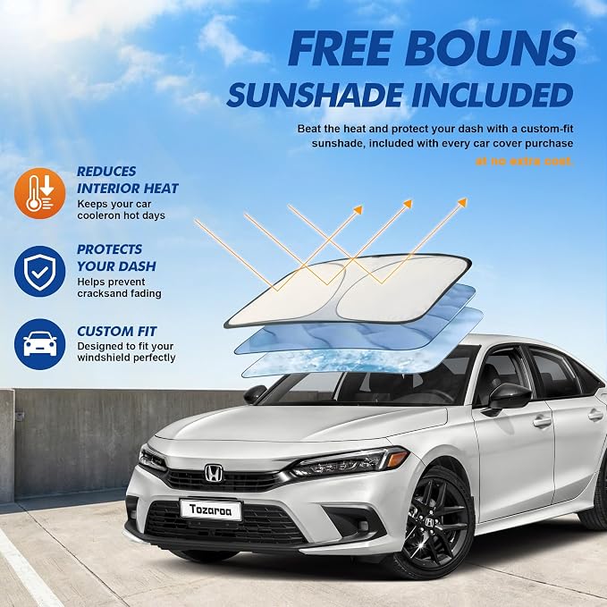 Car Cover Waterproof All-Weather,Heavy-Duty Outdoor Full Exterior Automobiles Sedan/Coupe (Length 179-185 inch) with Windshield Sun Shade Universal Fit Toyota Corolla,Honda Civic,Jetta etc