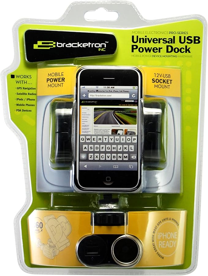 Bracketron Universal USB Power Dock Grip-iT Mount,Black (Pack of 2)