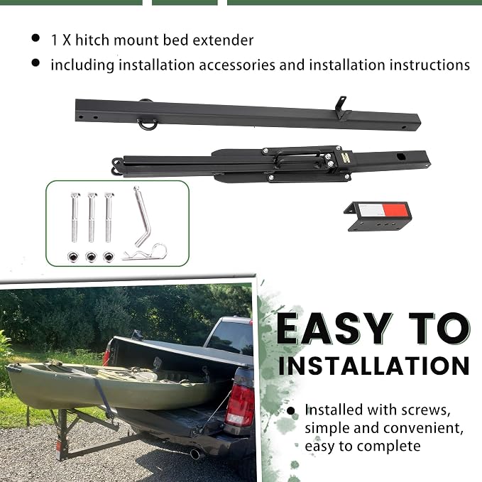 ECOTRIC Truck Bed Extender Design Foldable Pickup Truck Bed Extension 400lb Capacity for Heavy Duty Lumber Ladder Canoe Boat Kayak Long Pipes - Powder Coated Steel