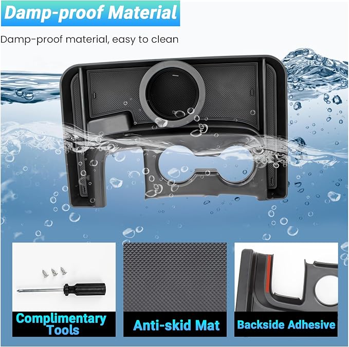 Center Console Cup Holder Organizer Compatible with 2019-2026 Chevy Silverado/GMC Sierra 1500, 2020-2026 Silverado/Sierra 2500HD 3500HD Accessories, Hanging Storage Box Tray (Fit Jump Seat)