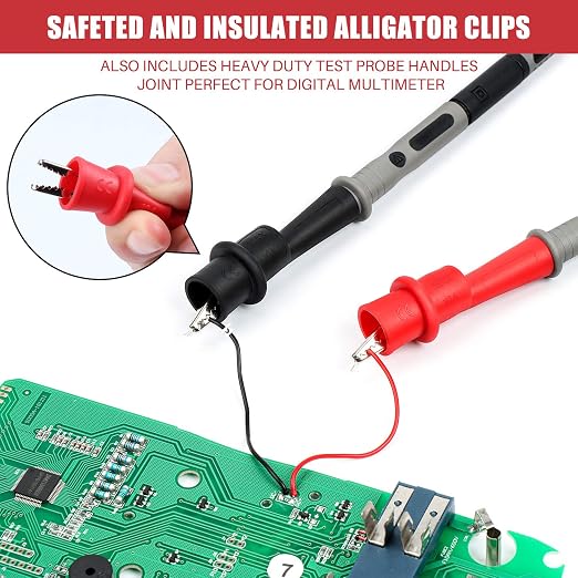 AstroAI 8Pcs Multimeter Test Leads Set with Alligator Clips and AM33D 2000 Counts Multimeter