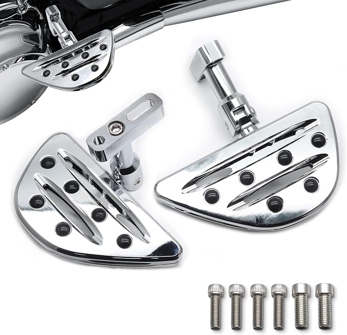 MZS Motorcycle Passenger Floorboards Compatible with Road Electra Street Glide Road King Tri Ultra CVO 93-25, Touring Rear Footboards Foldable Foot Pegs Floor Boards Mount Bracket Kit CNC Chrome