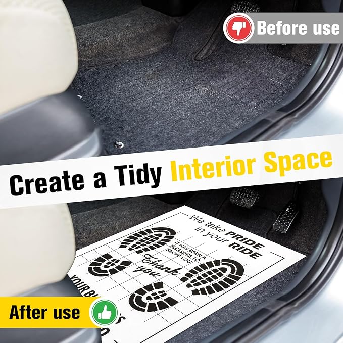 120 Pcs Paper Floor Mats for Cars, 16"x20" Disposable Car Floor Mats with Kraft Paper + PE Waterproof Layer, Temporary Vehicles Floor Protector, Paper Mats for Car Details