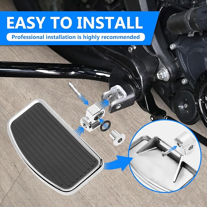 D-shaped Driver Footboards Front Rider Foot Rest Floorboards for Indian Scout Sixty Bobber 2015-2025 Models Foot Pegs Accessories(Chrome, Stripe A)