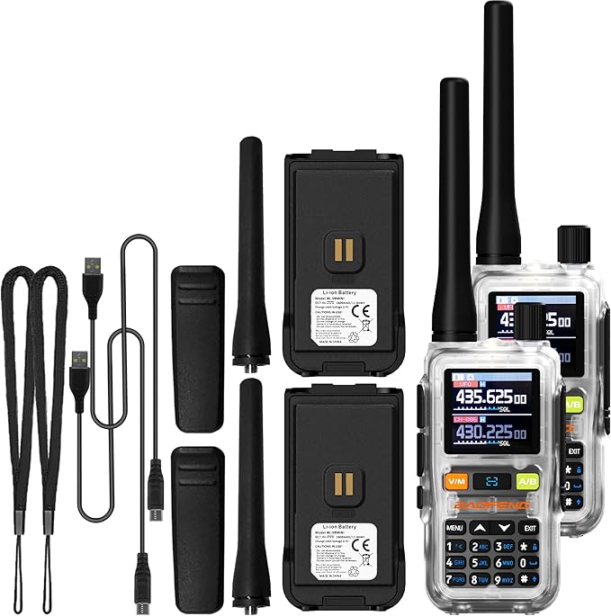 2 Pack BAOFENG UV-5R Mini Two Way Radio BF-5R Mini Walkie Talkie Wireless Power Adjustable Tiny Size Frequency Copy 999 Channels USB-C Charger