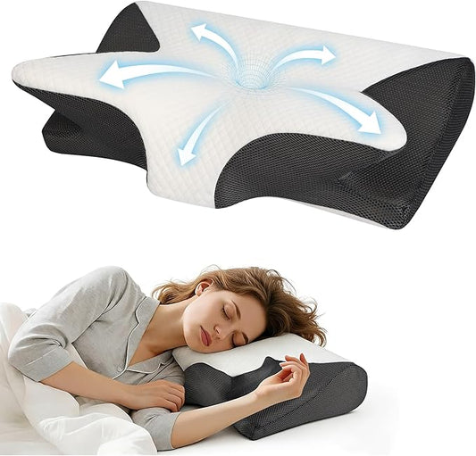 Sleep Apnea Pillow, Dreamers Relief Pillow Side Sleeper, 2 in 1 Cervical Pillow for Neck Pain Relief and for Back Side Stomach Sleeper