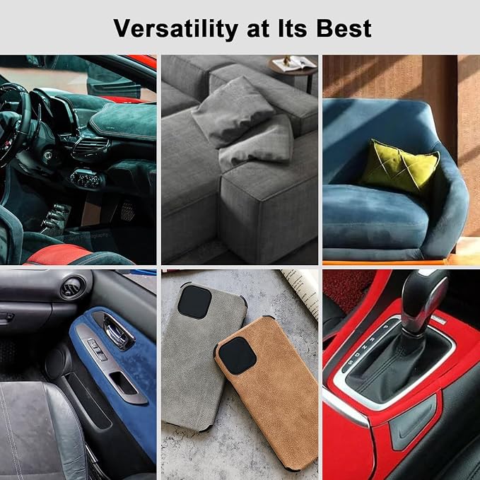 Premium Grey Suede Fabric Wrap - 12x60 inch Suede Wrap for Car Interior - Self-Adhesive Microfiber and Synthetic Leather, Stretchable Interior Film for Car and Home Decor