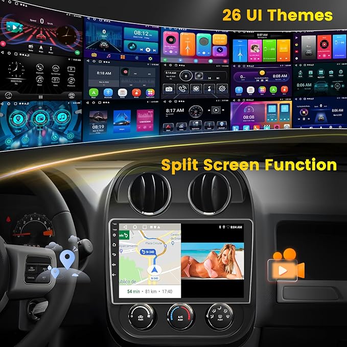 [4 Core 64G] for Jeep Compass Patriot 2010-2016 Android 15 Car Stereo, 10.1" Touchscreen Compass Patriot Car Radio Wireless Carplay Android Auto Mirror Link GPS WiFi Bluetooth FM/EQ SWC Backup Cam Mic