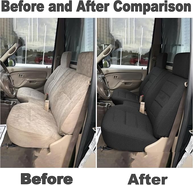 Bench Seat Covers for Toyota Tacoma 1995 1996 1997 1998 1999 2000 2001 2002 2003 2004 Heavy Duty Cloth Protector Interior Accessories，Waterproof & Machine Washable, Black