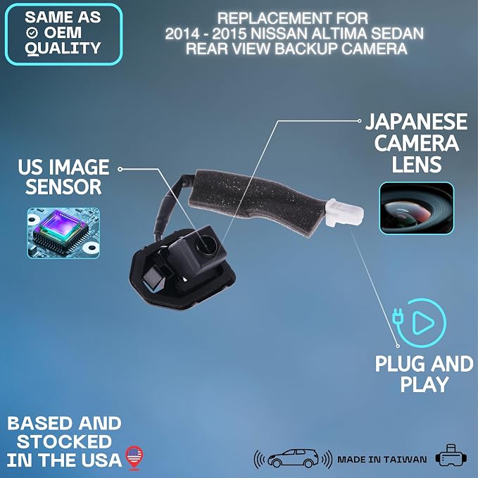 Backup Camera Replaces for 2014 2015 Nissan Altima Sedan OE Part # 28442-3TA2B, 28442-3TA1B