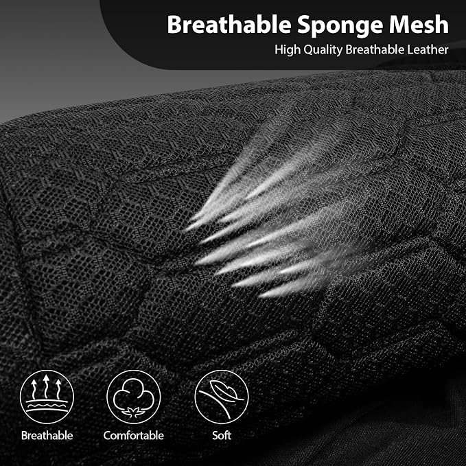 CAR PASS 3D Foam Mesh Leather Back Bench Car Seat Covers,Breathable Rear Seat Cover Universal Fit for Most Cars Sedans SUVs Vans Small Trucks 95% Automotive Backseat, Black