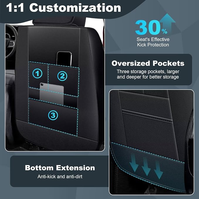 Car Seat Covers for Jeep Grand Cherokee 2011-2021 Front Seat - Waterproof Leather Custom Automotive Seat Covers Protector (2PCS Front,Black)