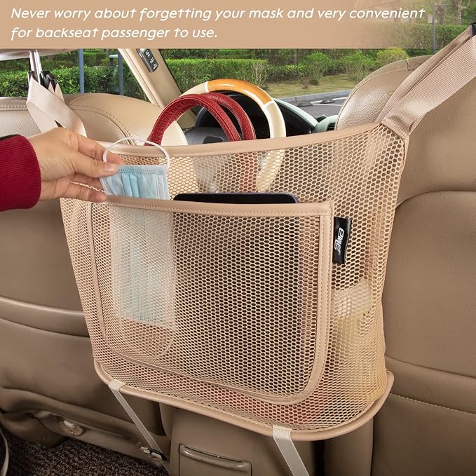 eing Car Trash Can with Lid, Mini Vehicle Garbage Organizer & Car Organizers and Storage Mesh Bag