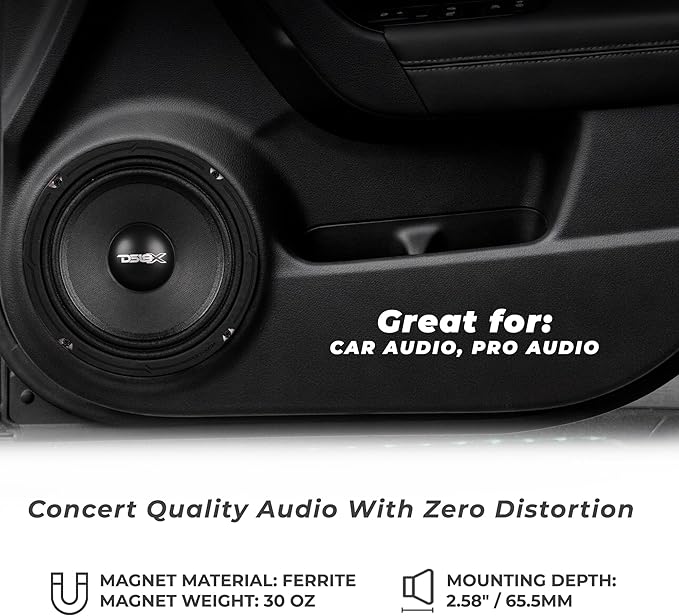 DS18 PRO-X6M Loudspeaker - 6.5", Midrange, Red Aluminum Bullet, 450W Max, 225W RMS, 8 Ohms - Premium Quality Audio Door Speakers for Car or Truck Stereo Sound System (1 Speaker), Classic