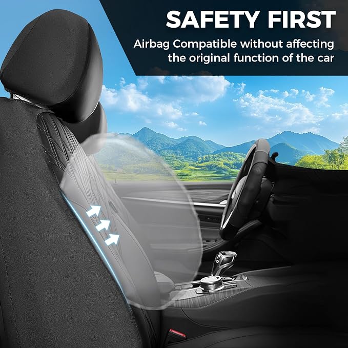 FLORICH Car Seat Covers Full Set, Leather Seat Covers for Cars, Car Seat Protector Waterproof Breathable, Universal Automotive Seat Covers, Front and Rear Car Seat Cover Fit for Most Sedans SUV Truck