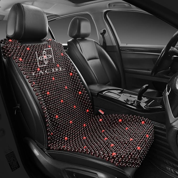 LACDL Beaded Car Seat Covers for Cars, Cooling Bead Seat Cover for Trucks & SUVs - Auto Ventilated Seat Cooler Pad, Natural Wood Breathable Beads - Sweat Protector for Summer, Stars