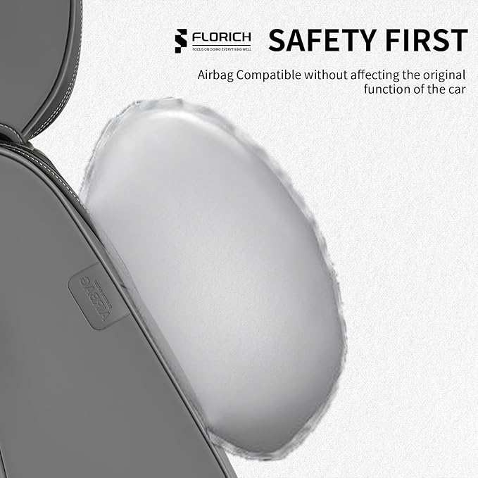 FLORICH Seat Covers, Car Seat Covers Full Set, Luxury Nappa Leather Seat Covers, Breathable and Waterproof Car Seat Protector 5 Seat, Automotive Seat Covers Universal Fit for Most Cars-Gray&Black