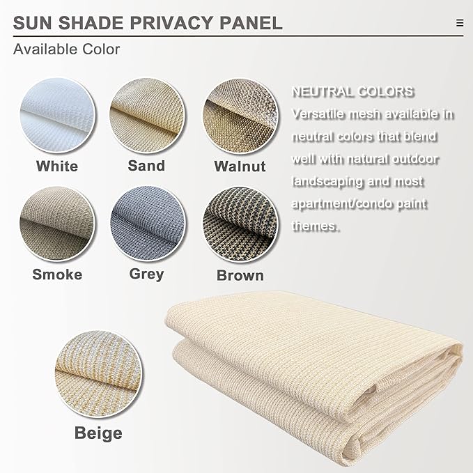 Sun Shade Privacy Panel with Grommets on 4 Sides for Patio, Awning, Window Cover, Pergola or Gazebo (Banha Beige, 10' x 5')
