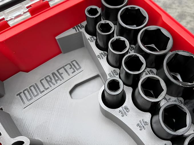 3d Printed Insert Designed for Milwaukee M12 Stubby 1/2" Impact (2563-20) and Packout Organizer (Insert Only) (Black, SAE)