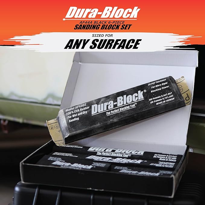 Dura-Block Set 6pc - Flexible EVA Foam Wet or Dry Autobody Sanding Blocks Kit for Automotive Bodywork